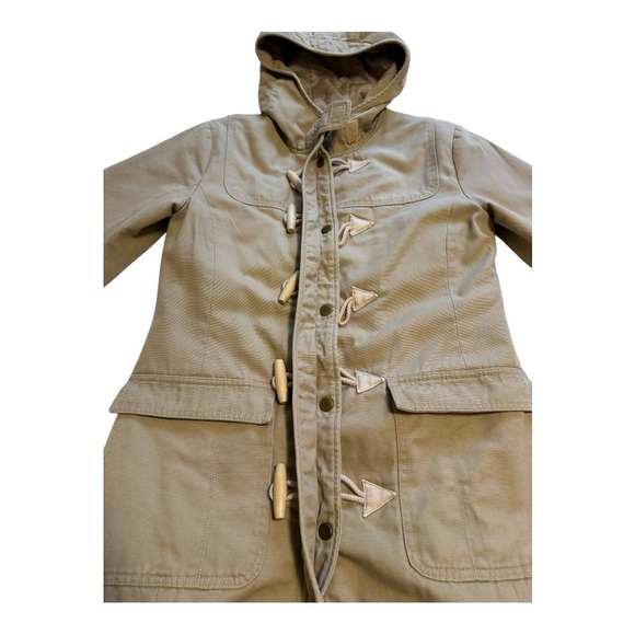 Cotton Duffle Coat With Toggle Buttons Long Length Quilted With Hood Size 8 - Picture 6 of 13